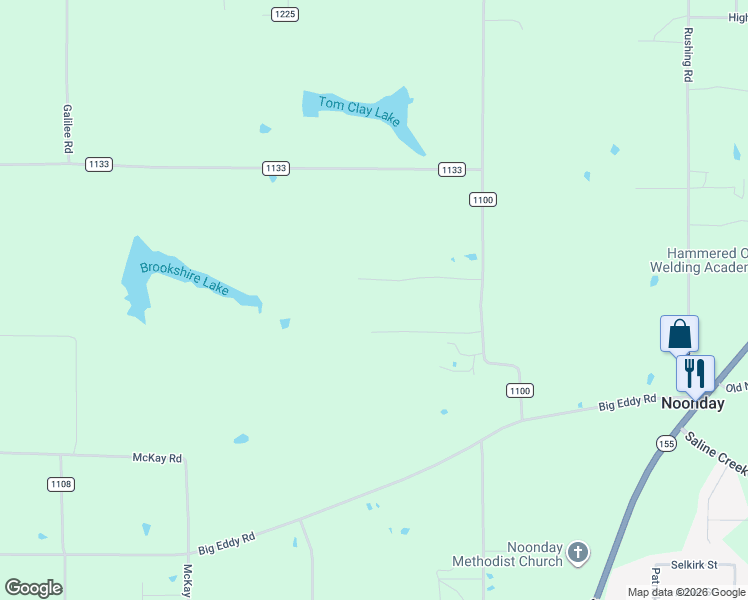 map of restaurants, bars, coffee shops, grocery stores, and more near 16602 County Road 1100 in Flint