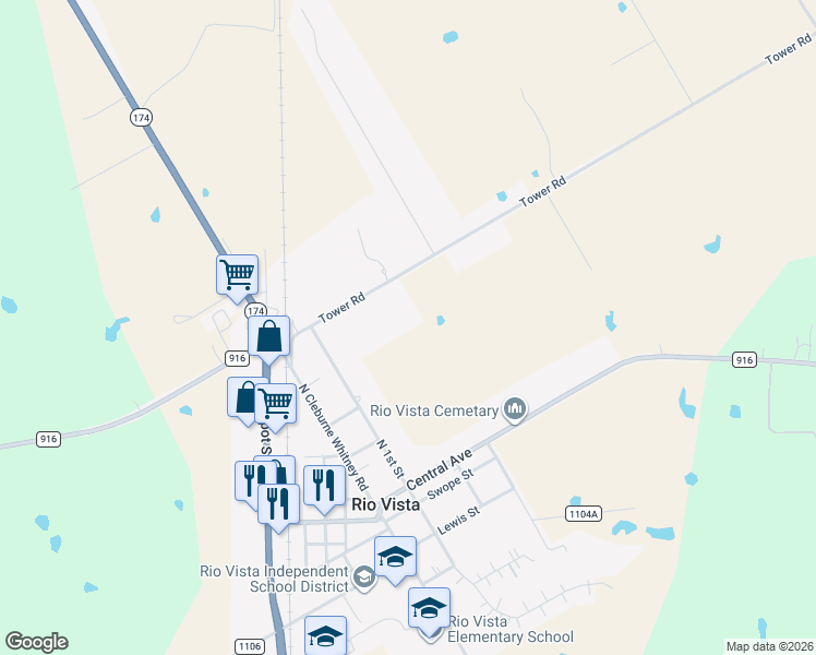 map of restaurants, bars, coffee shops, grocery stores, and more near 602 Tower Road in Rio Vista