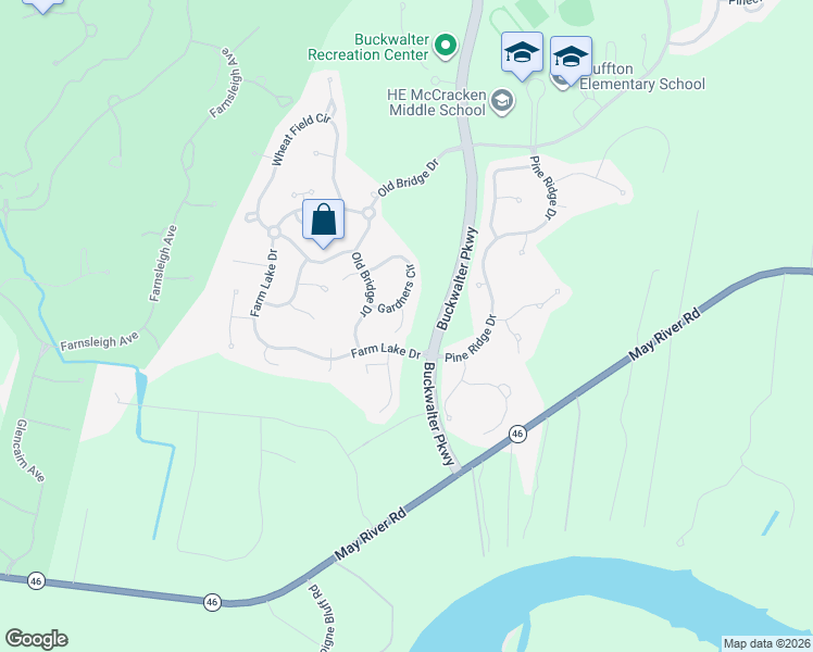 map of restaurants, bars, coffee shops, grocery stores, and more near 487 Gardners Lane in Bluffton