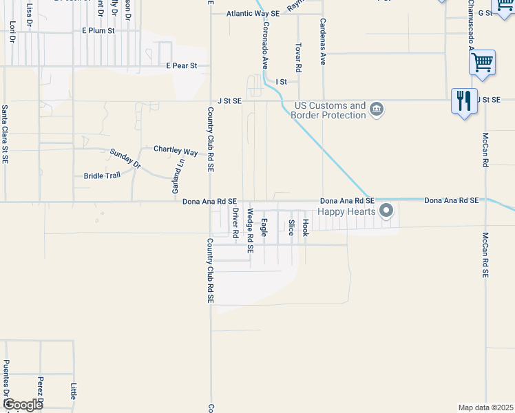 map of restaurants, bars, coffee shops, grocery stores, and more near 2605 Water Hazard Road in Deming