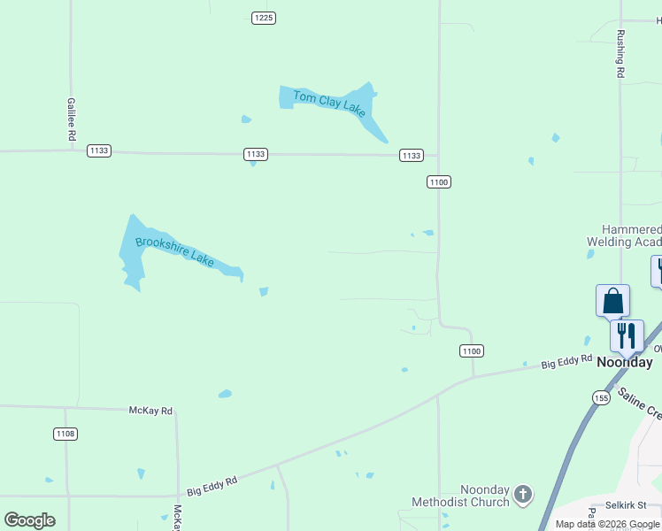 map of restaurants, bars, coffee shops, grocery stores, and more near 16602 County Road 1100 in Flint