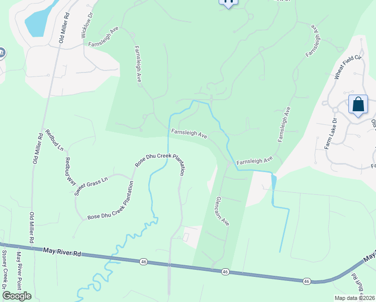 map of restaurants, bars, coffee shops, grocery stores, and more near 42 Rose Dhu Creek Plantation Dr in Bluffton