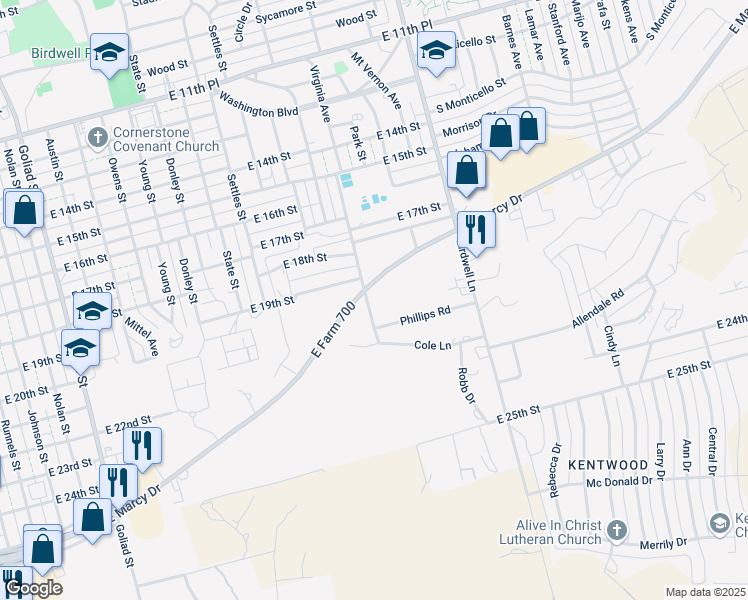 map of restaurants, bars, coffee shops, grocery stores, and more near 1500 Farm to Market Road 700 in Big Spring