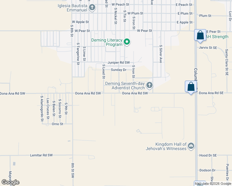 map of restaurants, bars, coffee shops, grocery stores, and more near 600 Dona Ana Road Southwest in Deming