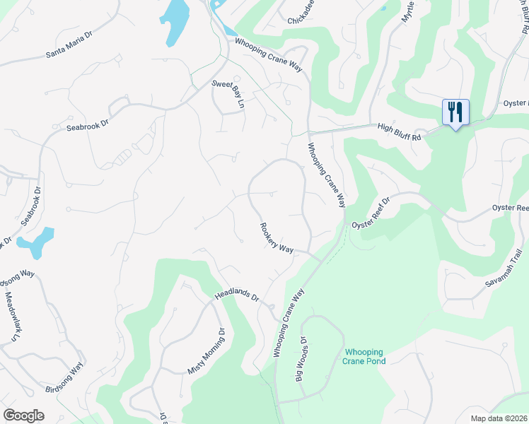 map of restaurants, bars, coffee shops, grocery stores, and more near 20 Rookery Way in Hilton Head Island