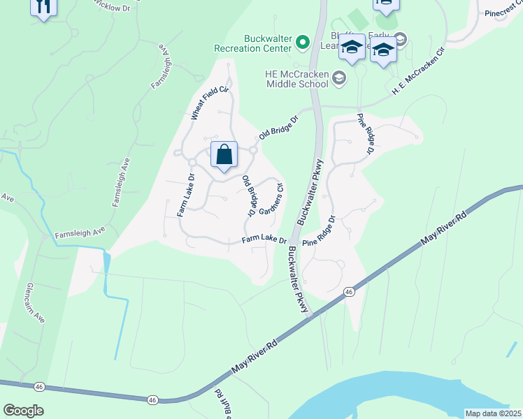 map of restaurants, bars, coffee shops, grocery stores, and more near 470 Gardners Lane in Bluffton