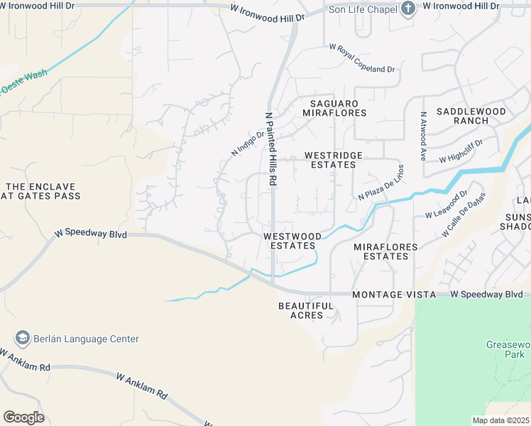 map of restaurants, bars, coffee shops, grocery stores, and more near 3230 West Westridge Avenue in Tucson