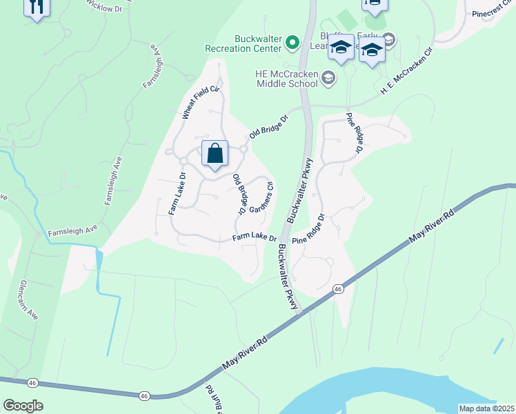 map of restaurants, bars, coffee shops, grocery stores, and more near 426 Gardners Circle in Bluffton