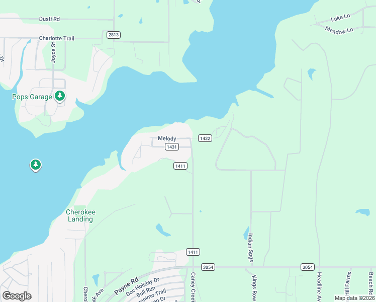 map of restaurants, bars, coffee shops, grocery stores, and more near 6491 County Road 1411 in Malakoff