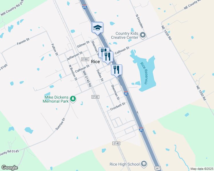 map of restaurants, bars, coffee shops, grocery stores, and more near 302 Sherman Street in Rice