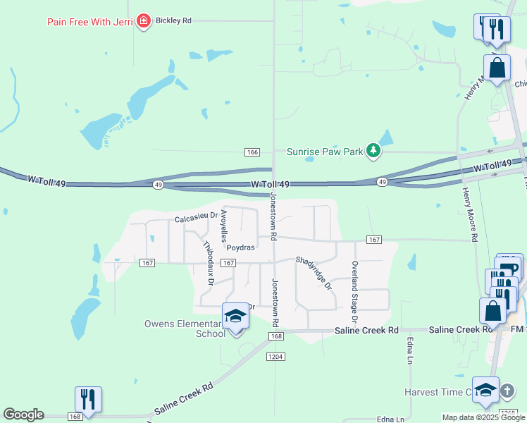 map of restaurants, bars, coffee shops, grocery stores, and more near 11806 Vermillion in Tyler