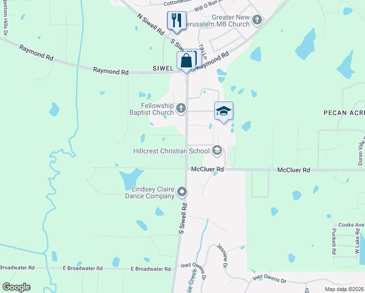 map of restaurants, bars, coffee shops, grocery stores, and more near 4033 South Siwell Road in Jackson