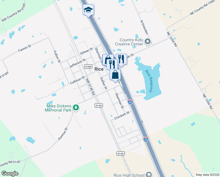 map of restaurants, bars, coffee shops, grocery stores, and more near 302 Sherman Street in Rice