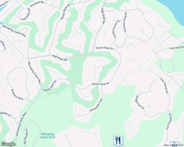 map of restaurants, bars, coffee shops, grocery stores, and more near 4 Red Bay Court in Hilton Head Island