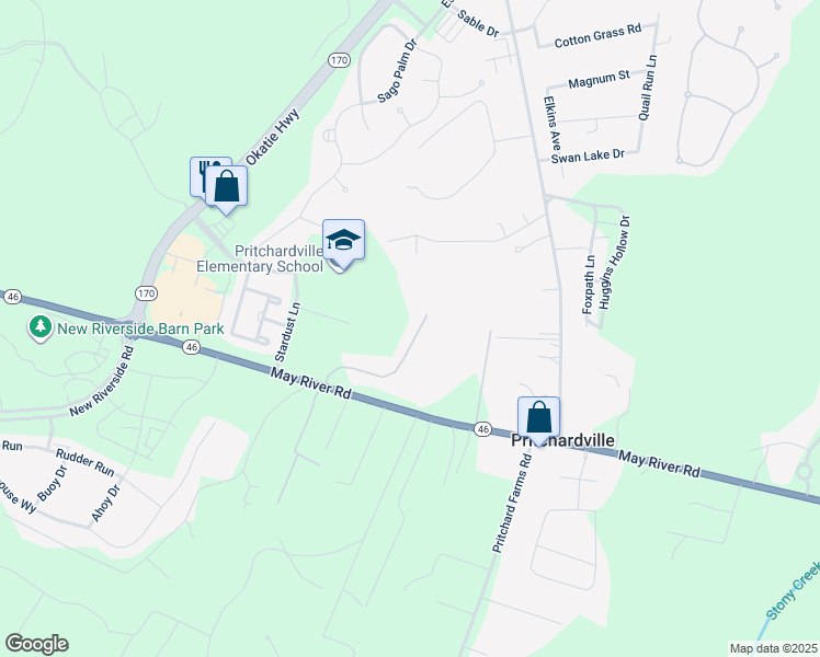 map of restaurants, bars, coffee shops, grocery stores, and more near 29 Cedar Lake Lane in Bluffton