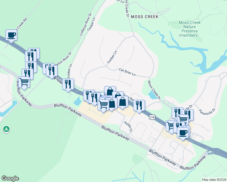 map of restaurants, bars, coffee shops, grocery stores, and more near 51 Stable Gate Road in Hilton Head Island