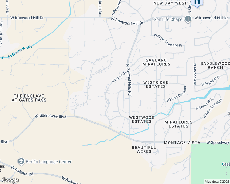 map of restaurants, bars, coffee shops, grocery stores, and more near 1631 North Blue Ridge Road in Tucson