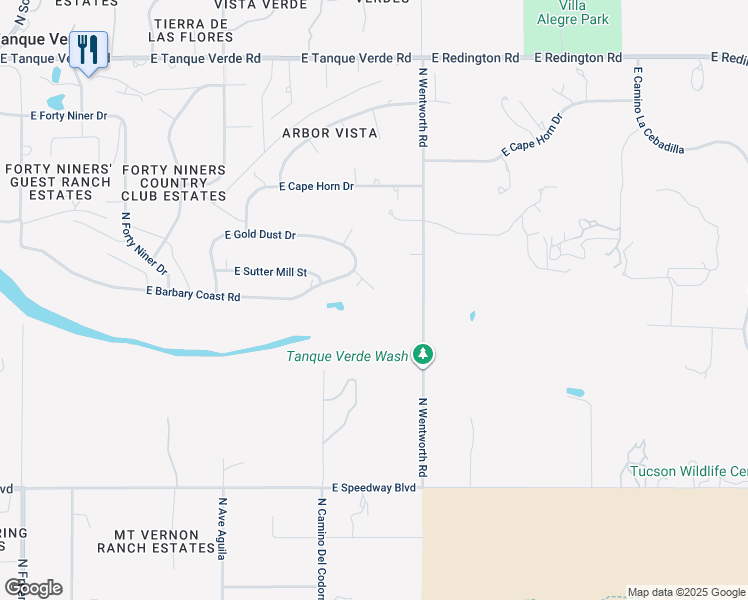 map of restaurants, bars, coffee shops, grocery stores, and more near 12522 East Kit Carson Place in Tucson