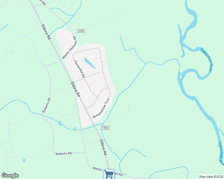 map of restaurants, bars, coffee shops, grocery stores, and more near 23 Broomstraw Trace in Ellabell