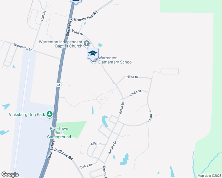 map of restaurants, bars, coffee shops, grocery stores, and more near 19 Belva Drive in Vicksburg