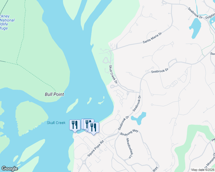 map of restaurants, bars, coffee shops, grocery stores, and more near 63 Skull Creek Drive in Hilton Head Island