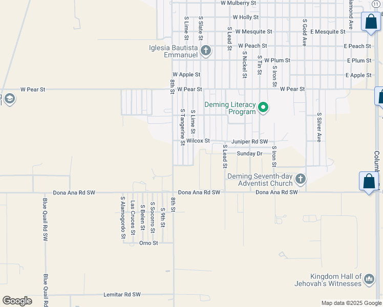 map of restaurants, bars, coffee shops, grocery stores, and more near 2601-2799 South Tangerine Street in Deming