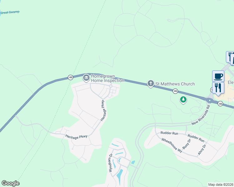 map of restaurants, bars, coffee shops, grocery stores, and more near 14 Haven Point in Bluffton
