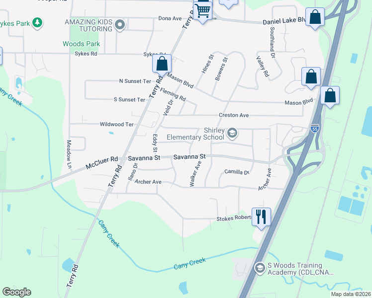 map of restaurants, bars, coffee shops, grocery stores, and more near 3848 Nichols Boulevard in Jackson