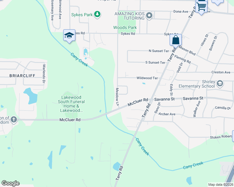 map of restaurants, bars, coffee shops, grocery stores, and more near 3845 Meadow Lane in Jackson