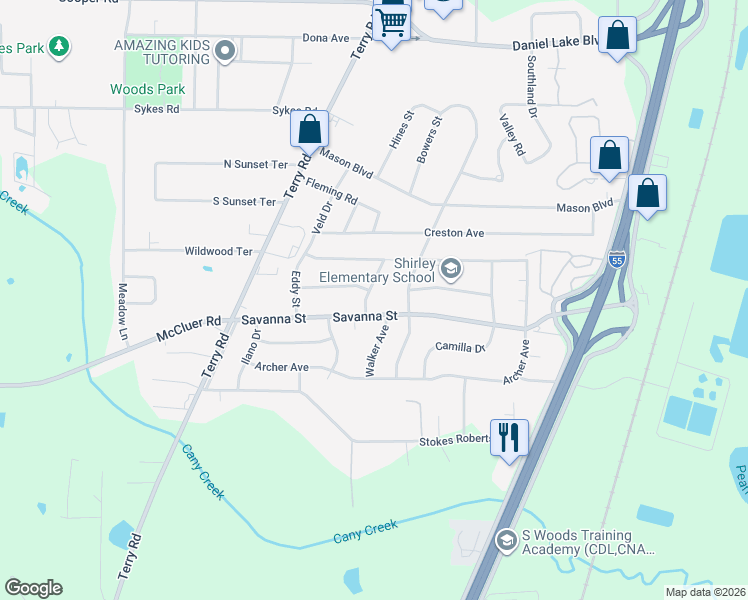 map of restaurants, bars, coffee shops, grocery stores, and more near 3848 Nichols Boulevard in Jackson