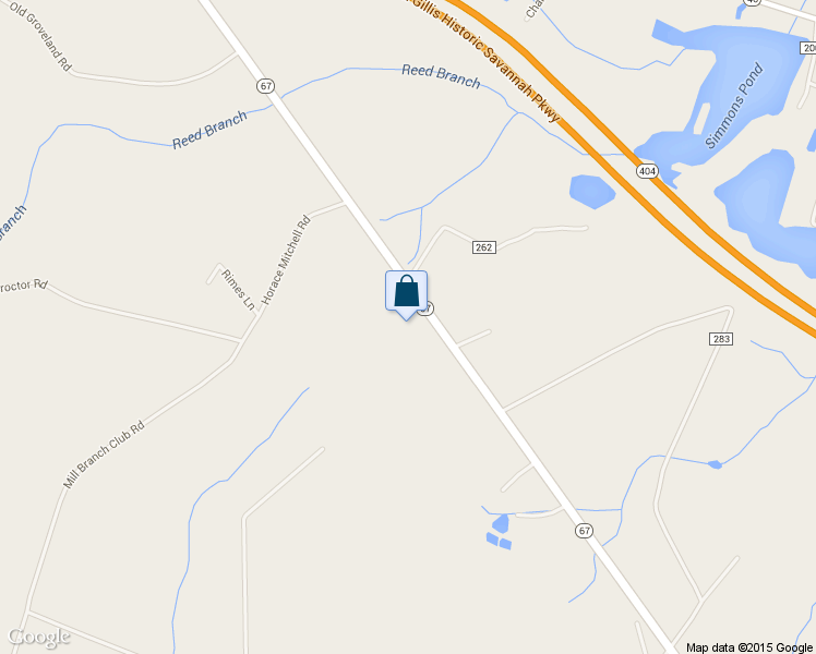 map of restaurants, bars, coffee shops, grocery stores, and more near 6640 Highway 67 in Brooklet