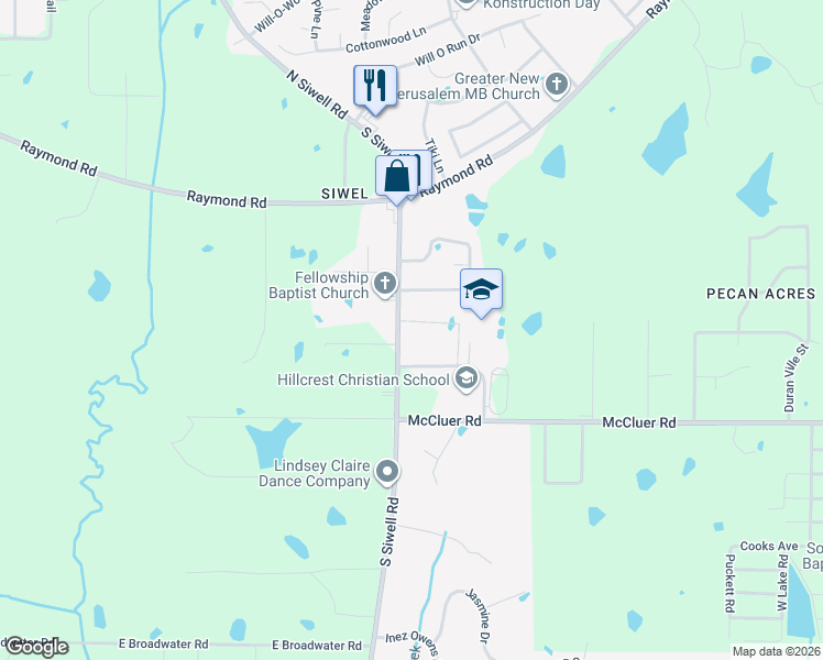 map of restaurants, bars, coffee shops, grocery stores, and more near 3864 South Siwell Road in Jackson