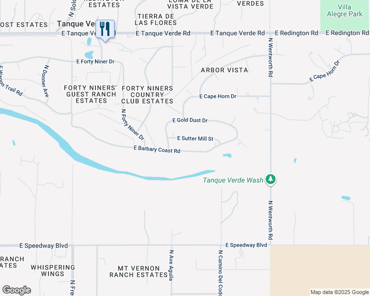 map of restaurants, bars, coffee shops, grocery stores, and more near 12335 East Barbary Coast Road in Tucson