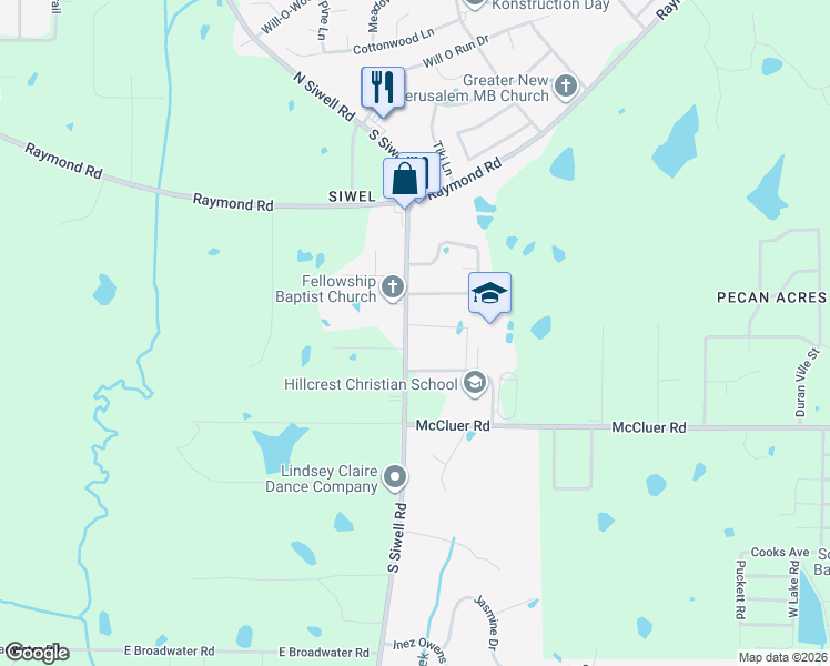 map of restaurants, bars, coffee shops, grocery stores, and more near 3864 South Siwell Road in Jackson