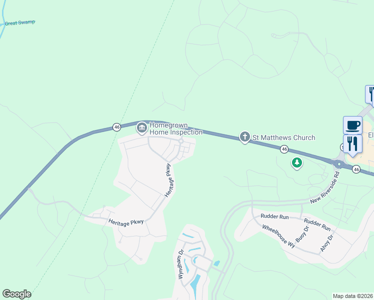 map of restaurants, bars, coffee shops, grocery stores, and more near 14 Haven Point in Bluffton