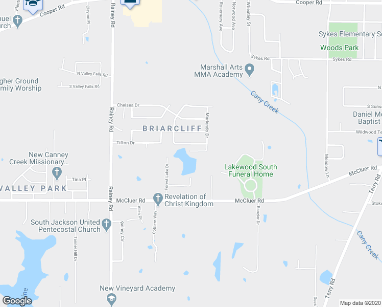 map of restaurants, bars, coffee shops, grocery stores, and more near 3907 Marlendo Dr in Jackson