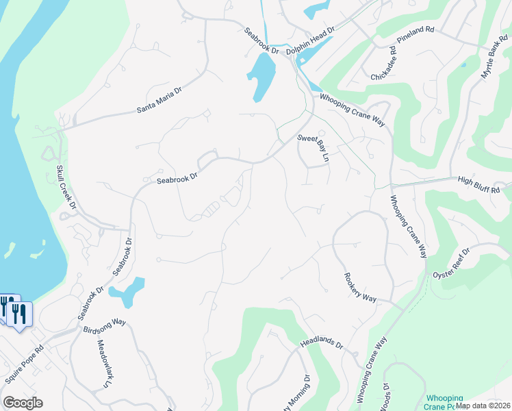 map of restaurants, bars, coffee shops, grocery stores, and more near 3 Royal Fortune Court in Hilton Head Island