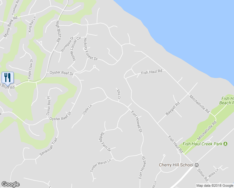 map of restaurants, bars, coffee shops, grocery stores, and more near 7 Ellis Court in Hilton Head Island