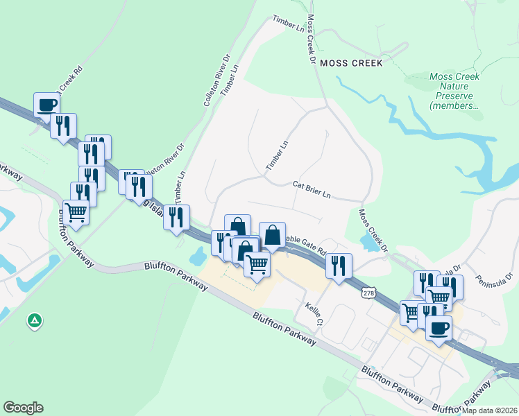 map of restaurants, bars, coffee shops, grocery stores, and more near 49 Wax Myrtle Court in Hilton Head Island