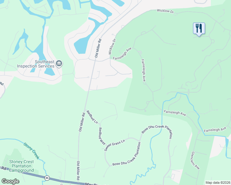 map of restaurants, bars, coffee shops, grocery stores, and more near 29 Levant Rd in Bluffton