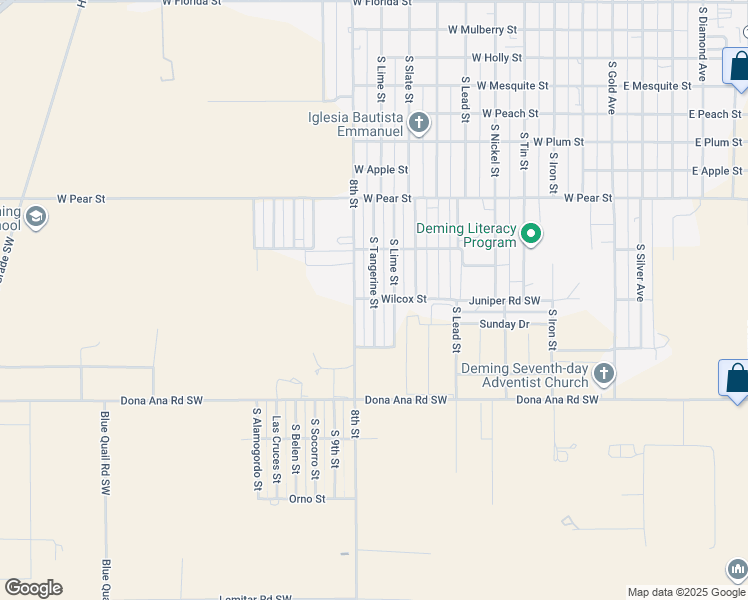 map of restaurants, bars, coffee shops, grocery stores, and more near 2601 South Tangerine Street in Deming
