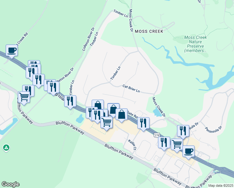 map of restaurants, bars, coffee shops, grocery stores, and more near 38 Wax Myrtle Court in Hilton Head Island