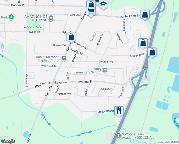 map of restaurants, bars, coffee shops, grocery stores, and more near 318 Cameron Street in Jackson