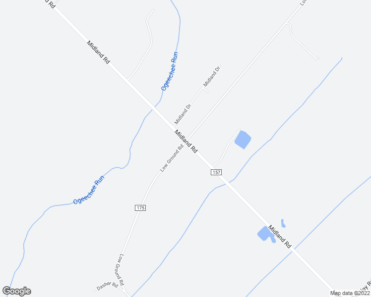 map of restaurants, bars, coffee shops, grocery stores, and more near 2282 Midland Road in Guyton