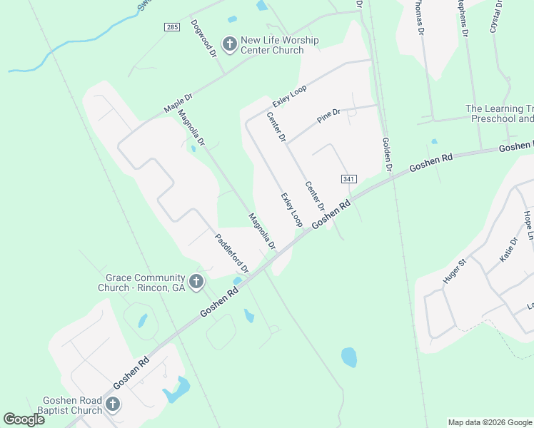 map of restaurants, bars, coffee shops, grocery stores, and more near 100 Magnolia Drive in Rincon