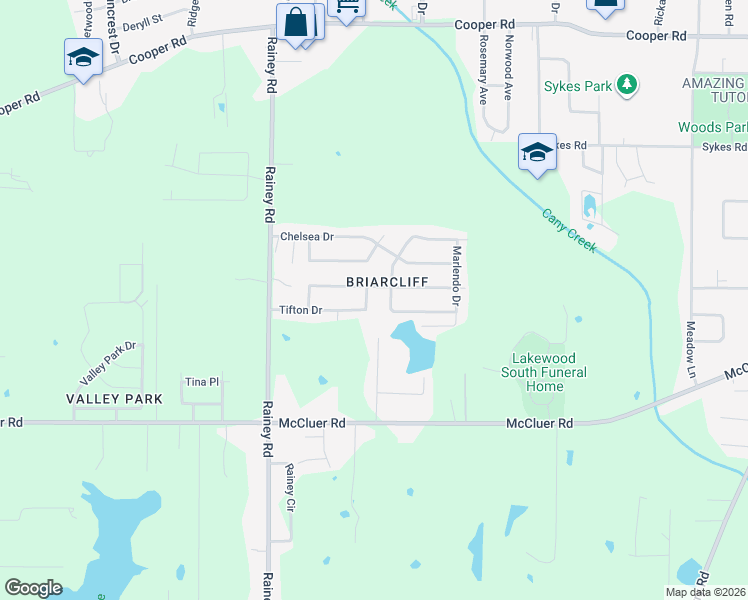 map of restaurants, bars, coffee shops, grocery stores, and more near 607 Tifton Dr in Jackson