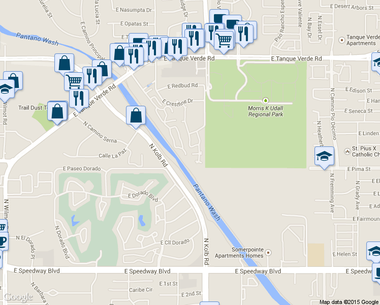 map of restaurants, bars, coffee shops, grocery stores, and more near 7031 East Cam Tenerife in Tucson