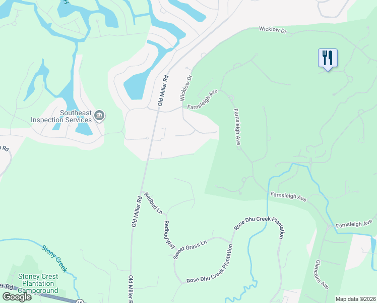 map of restaurants, bars, coffee shops, grocery stores, and more near 29 Levant Road in Bluffton