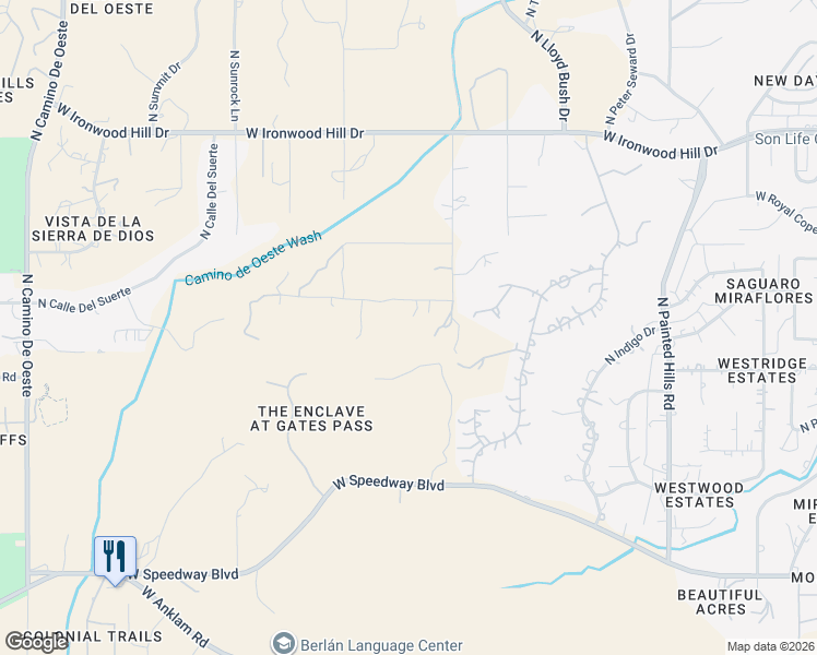 map of restaurants, bars, coffee shops, grocery stores, and more near 1921 North El Moraga Drive in Tucson