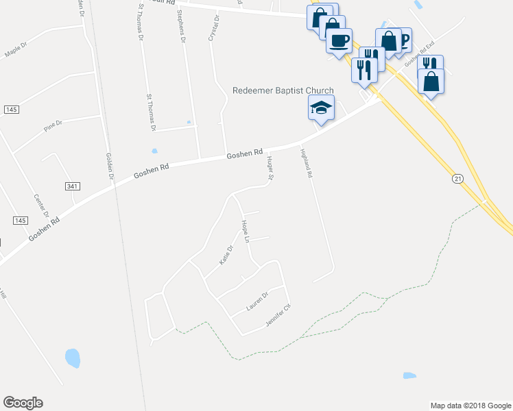 map of restaurants, bars, coffee shops, grocery stores, and more near 105 Live Oak Circle in Rincon